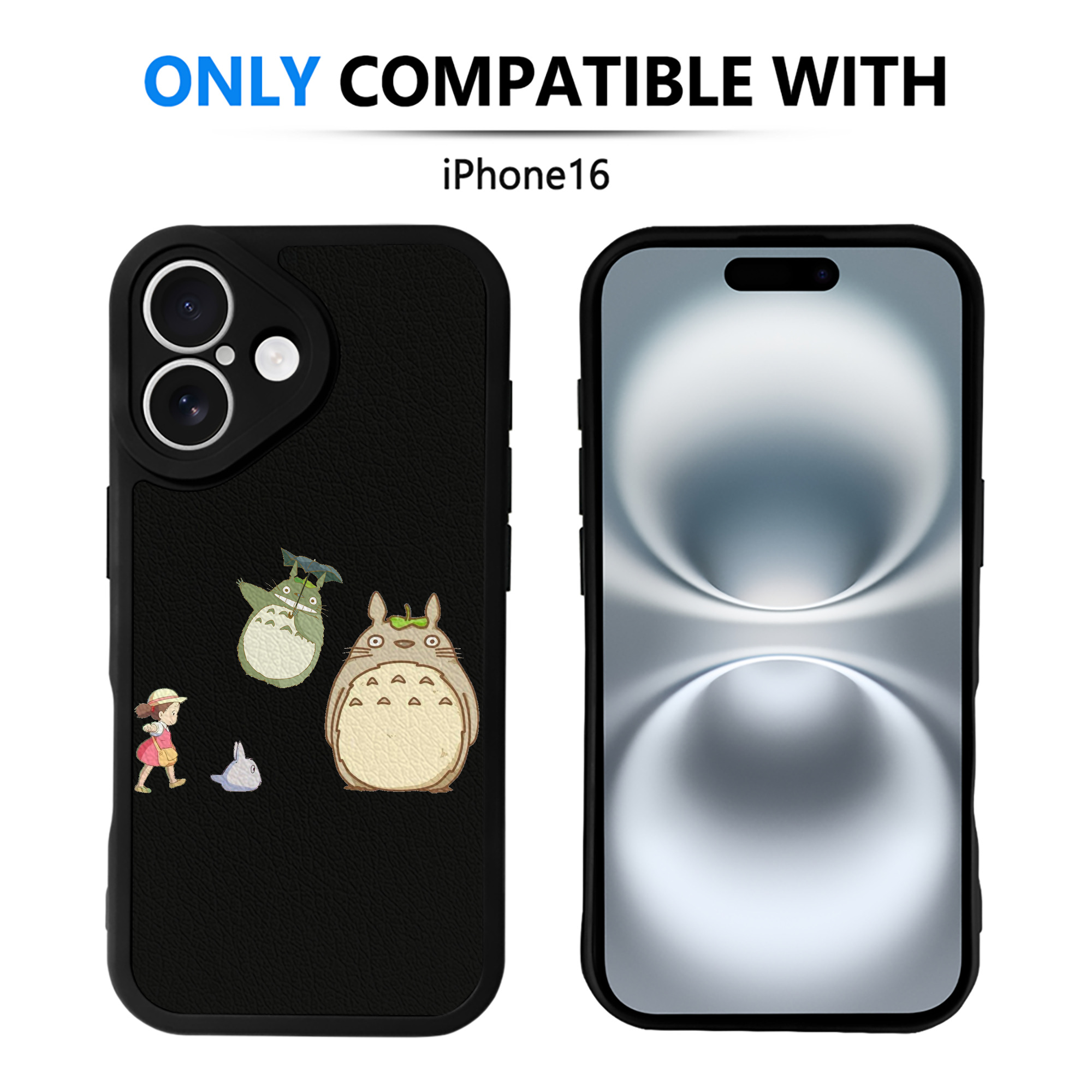 （画像用） となりのトトロ 草壁メイ 草壁サツキ My Neighbor Totoro Satsuki Kusakabe Mei Kusakabe 【iPhone 16シリーズ対応】シリコンスマホケース（レザー調） 材質：シリコン